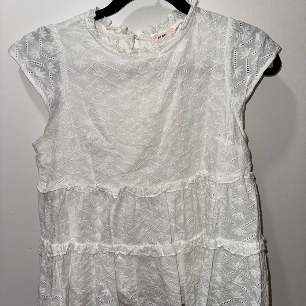 Francesca's White Ruffle Top